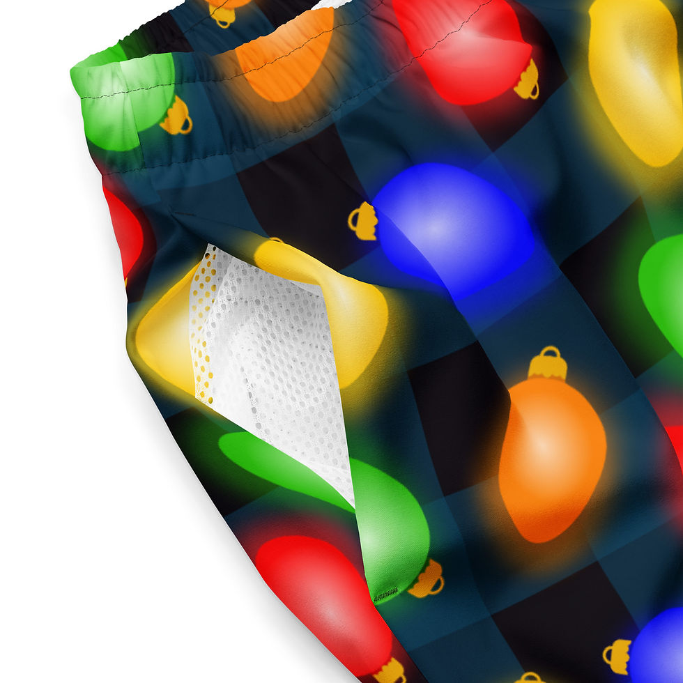 Thumbnail: Christmas Glow Blue Plaid Swim Trunks