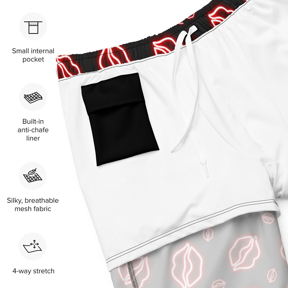 Thumbnail: Red Neon Kiss Swim Trunks