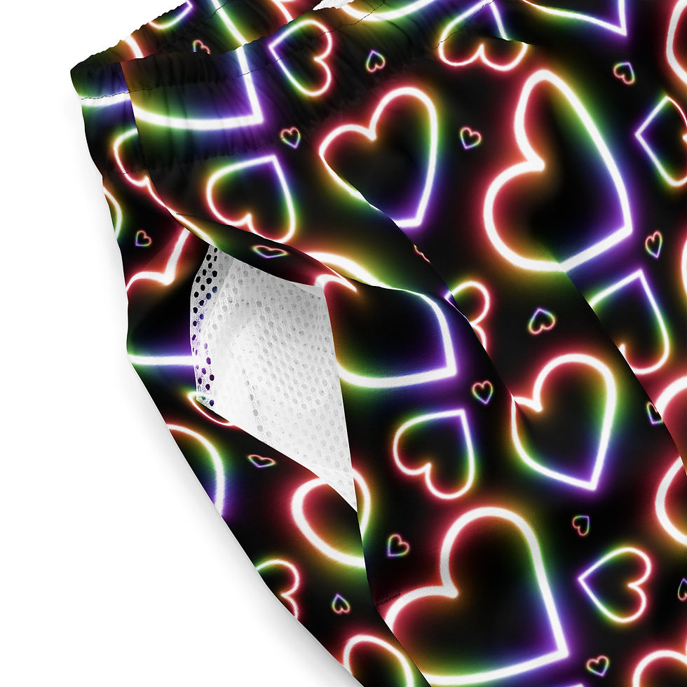 Thumbnail: Lots Of Hearts Neon Signs Swim Trunks
