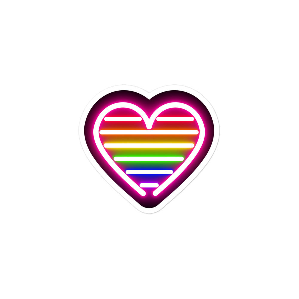 Neon Pride Heart Sign Sticker