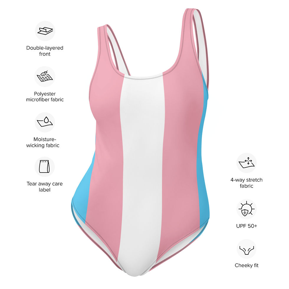 Thumbnail: Trans Flag One-Piece Swimsuit