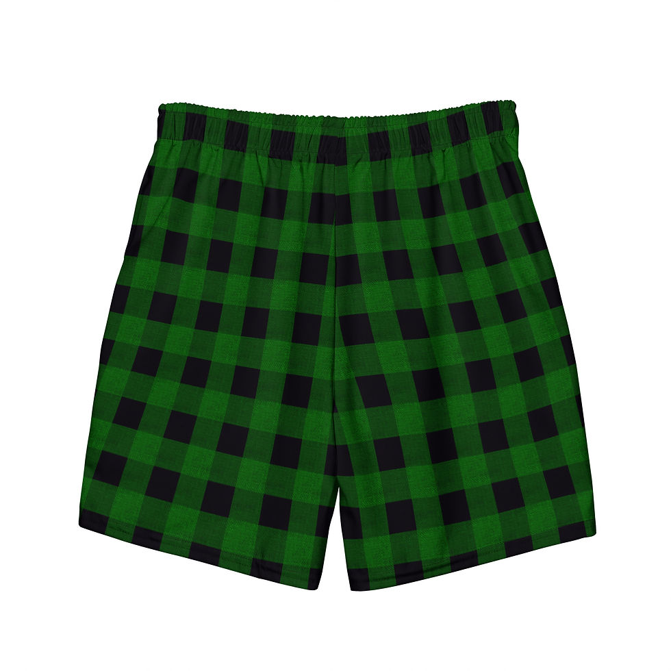 Thumbnail: Textured Plaid Green Swim Trunks