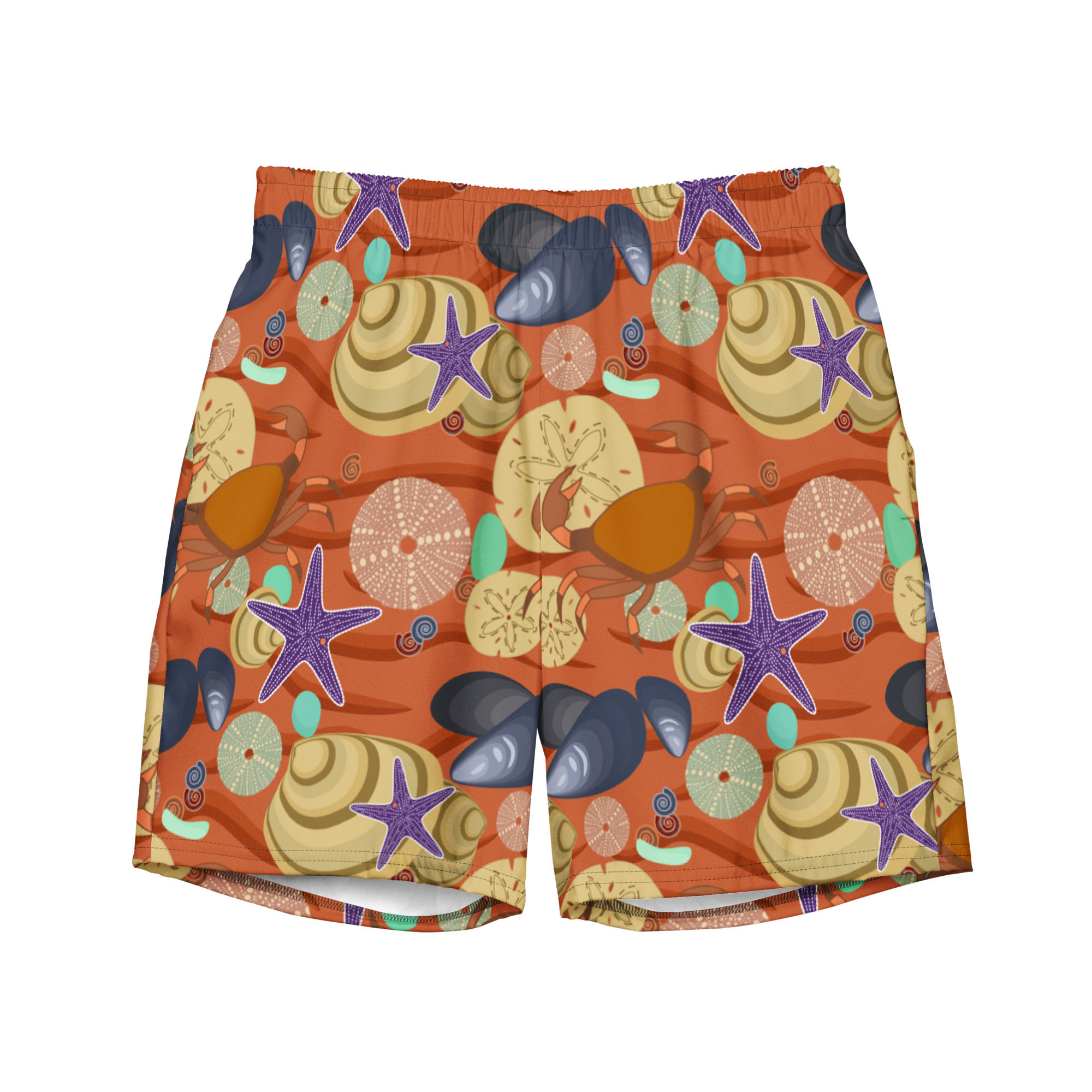 Seashells By The Red Shore Swim Trunks