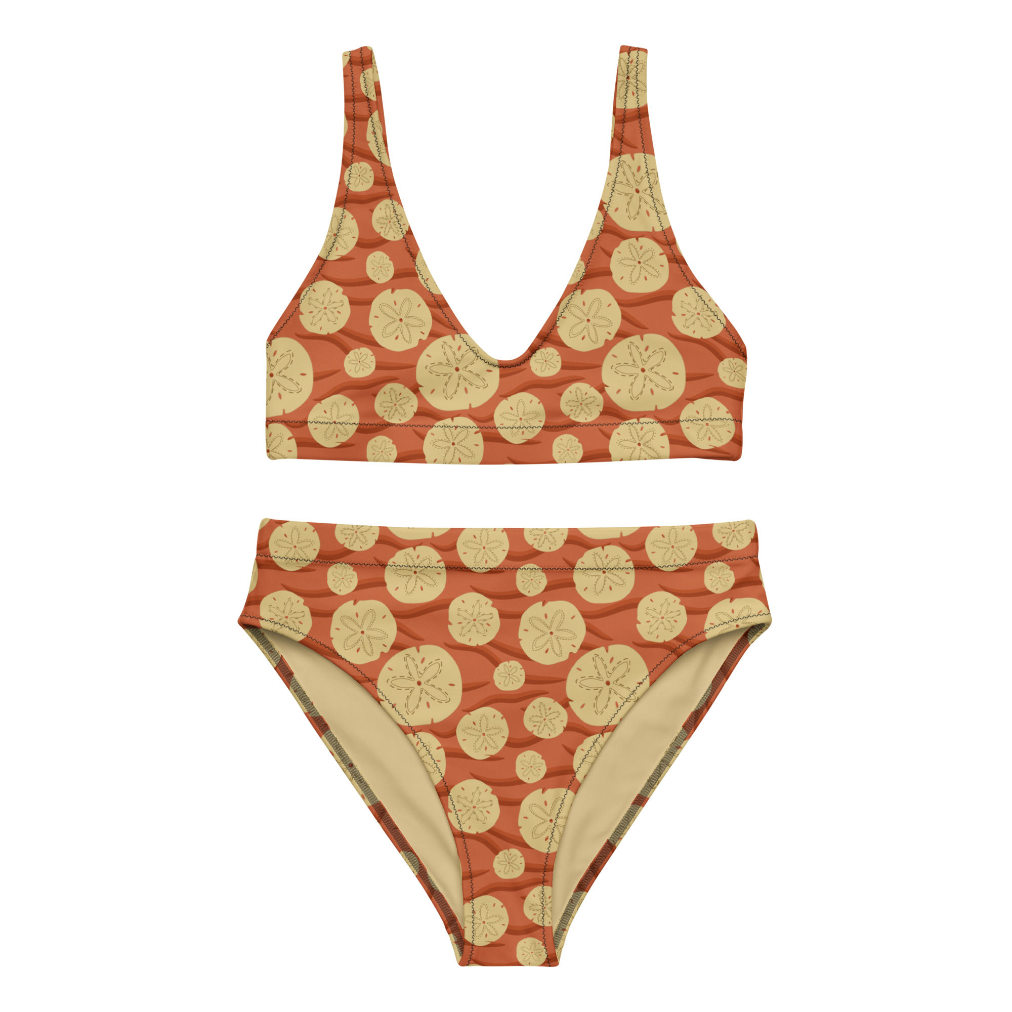 Red Sand Dollars High-Waisted Bikini
