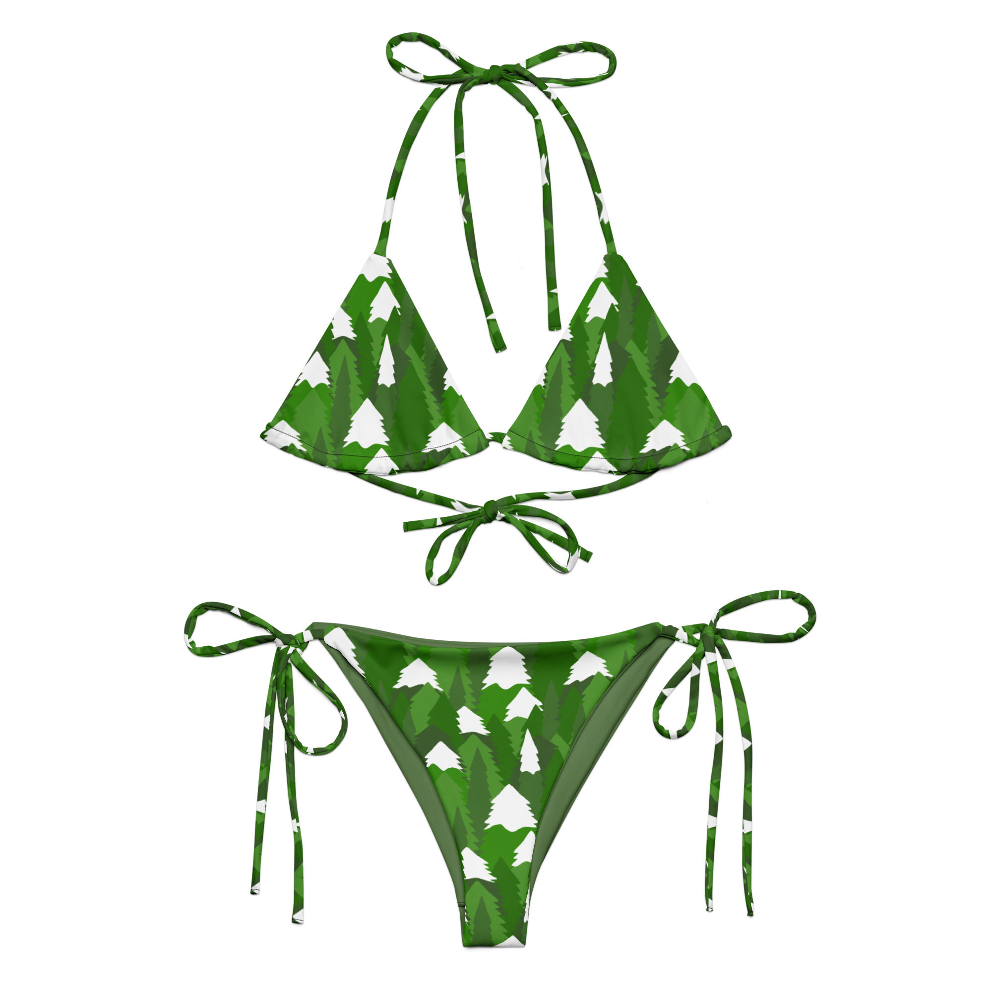 Snowy Pine Forest String Bikini