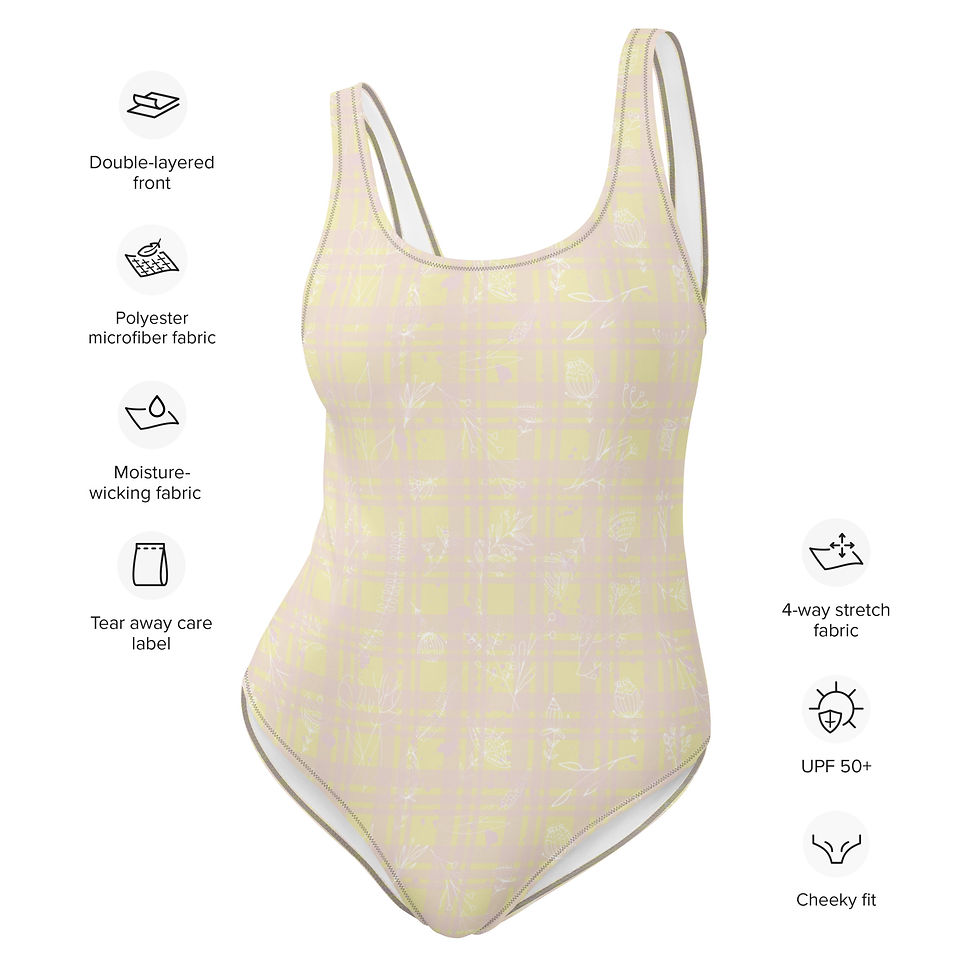 Thumbnail: Pink Pottery Plaid One-Piece Swimsuit