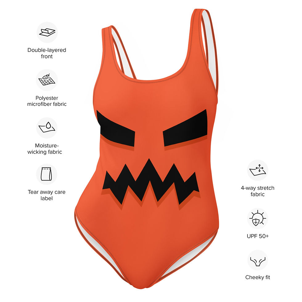 Thumbnail: Spooky Pumpkin Face One-Piece Swimsuit