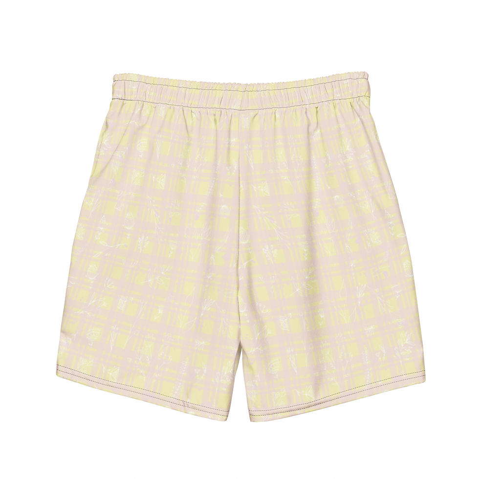 Thumbnail: Pink Pottery Plaid Swim Trunks