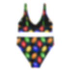 Christmas Glow Blue Plaid High-Waisted Bikini