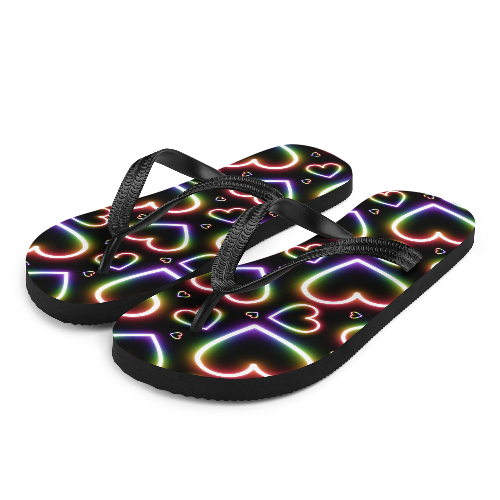 Lots Of Hearts Neon Signs Flip-Flops