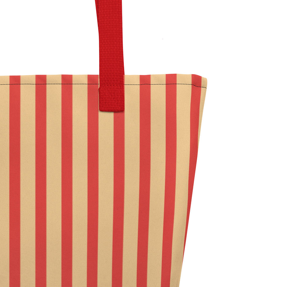 Thumbnail: Cream Soda Stripes Large Tote Bag