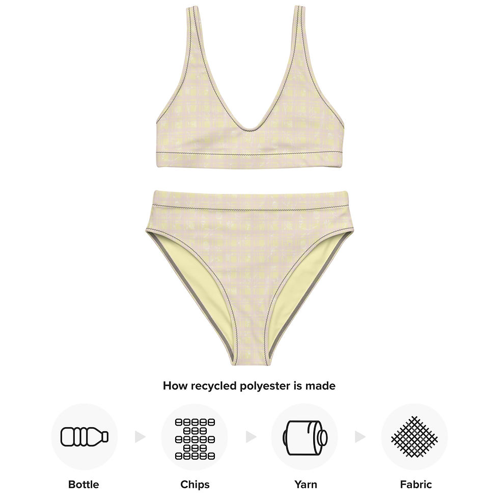 Thumbnail: Pink Pottery Plaid High-Waisted Bikini