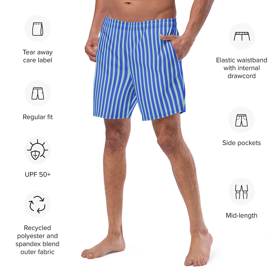 Beach Towel Stripes Swim Trunks