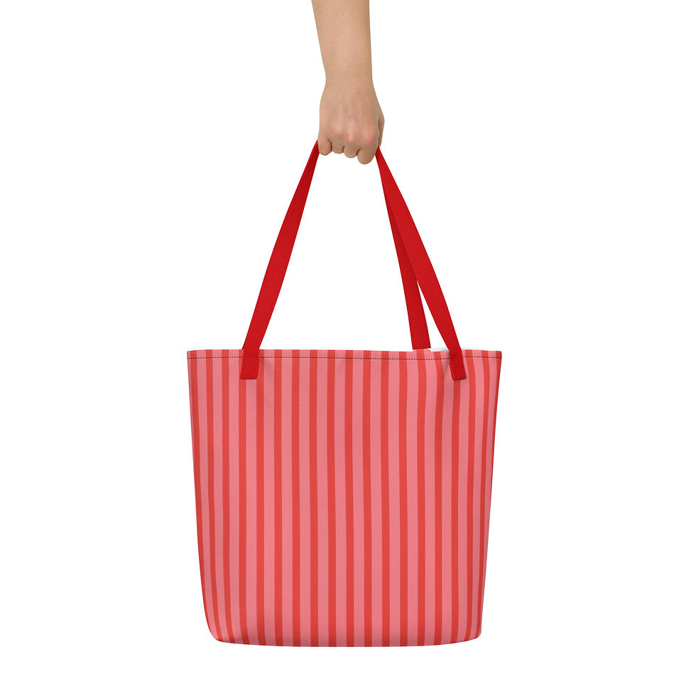 Thumbnail: Valentines Stripes Large Tote Bag