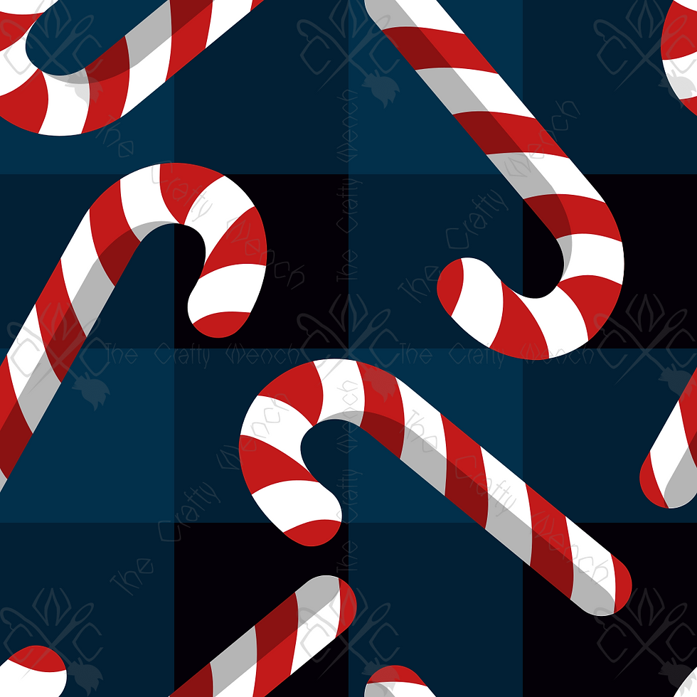 Candy Canes Blue Plaid