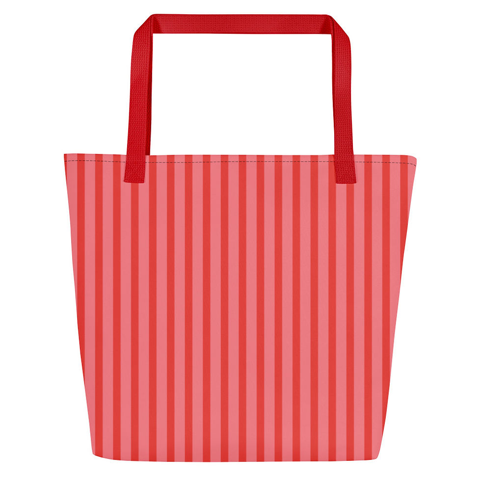 Thumbnail: Valentines Stripes Large Tote Bag