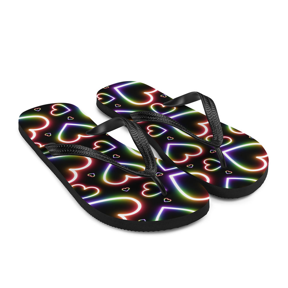 Thumbnail: Lots Of Hearts Neon Signs Flip-Flops