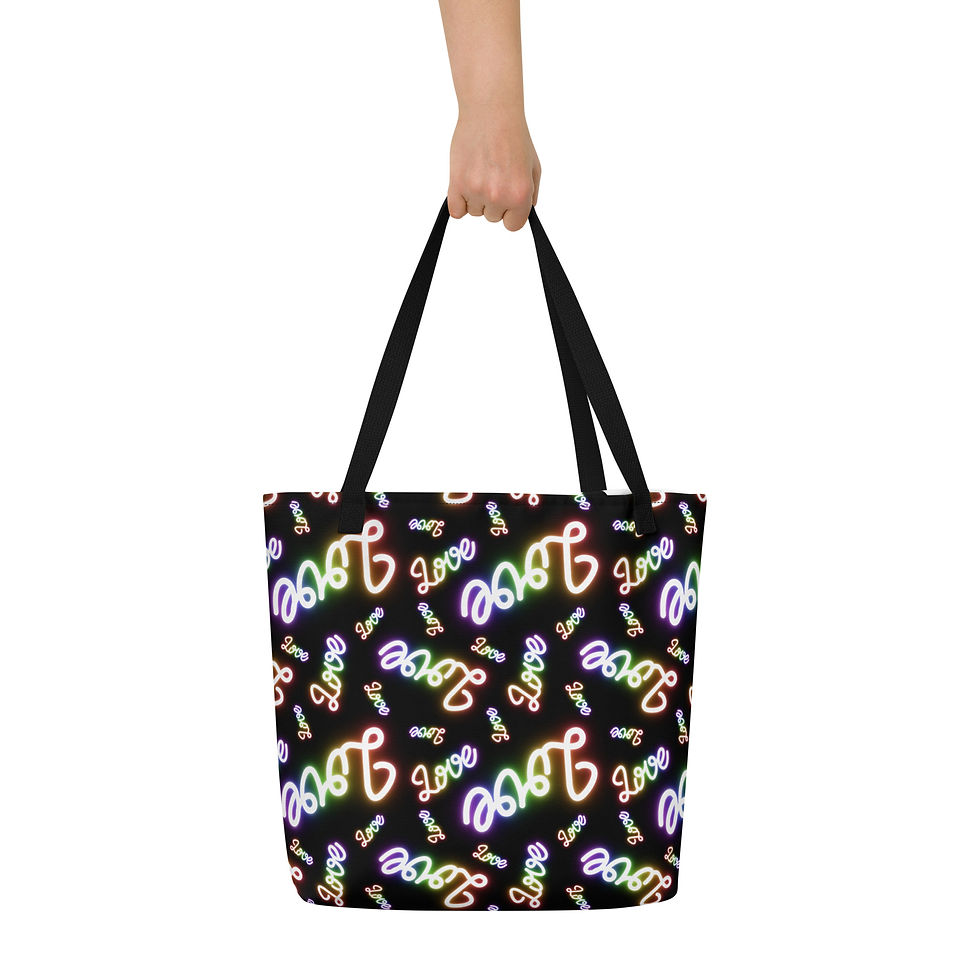 Thumbnail: Lots Of Love Neon Signs Large Tote Bag