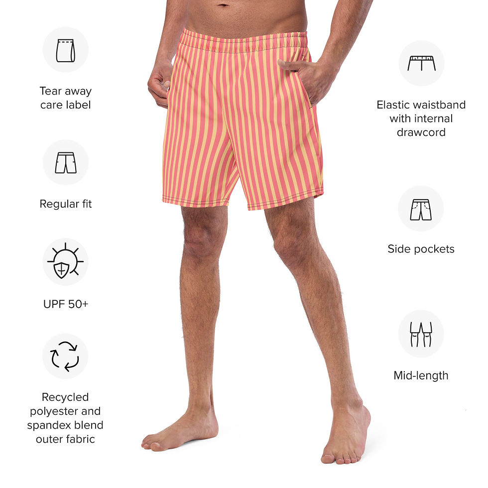Cream Soda Stripes Swim Trunks