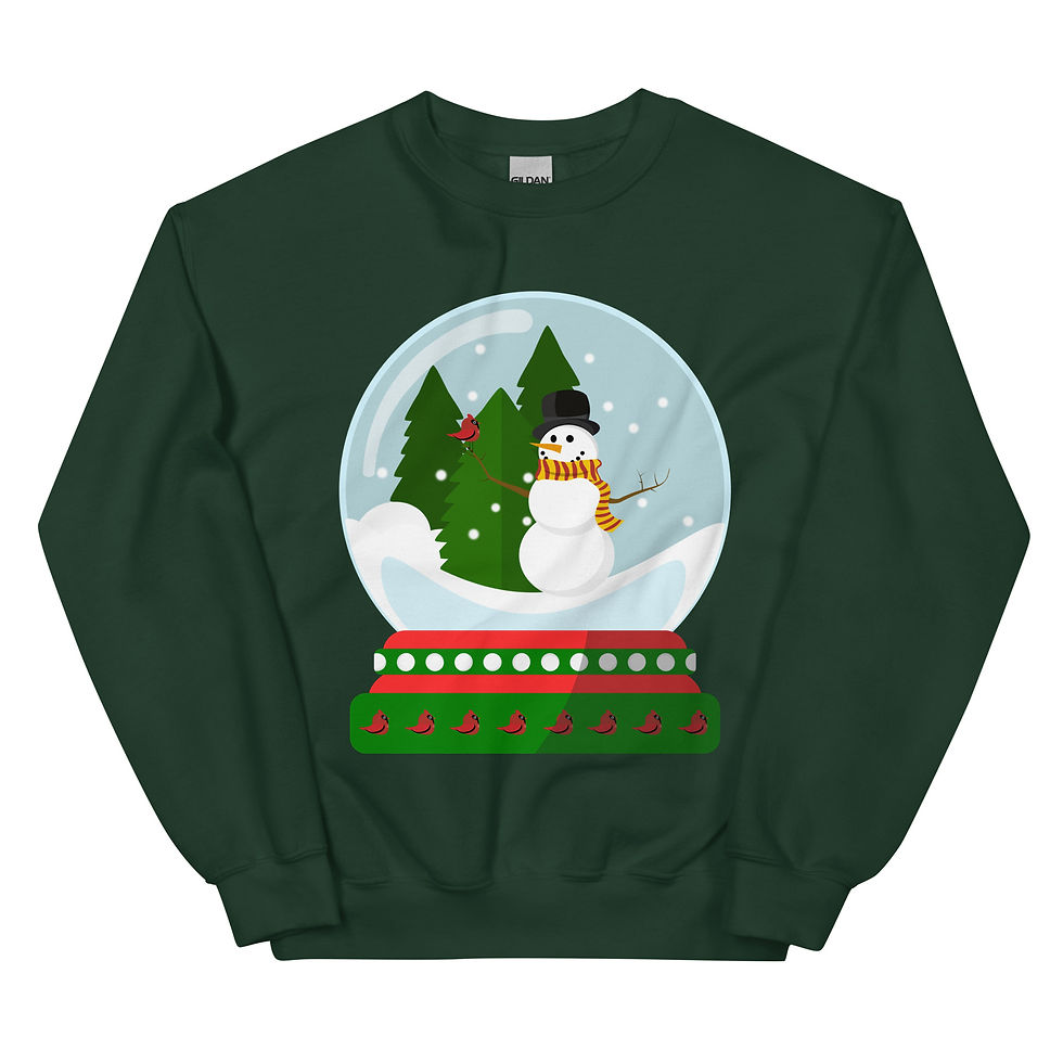 Thumbnail: Snowman Snow Globe Dark Green Sweatshirt