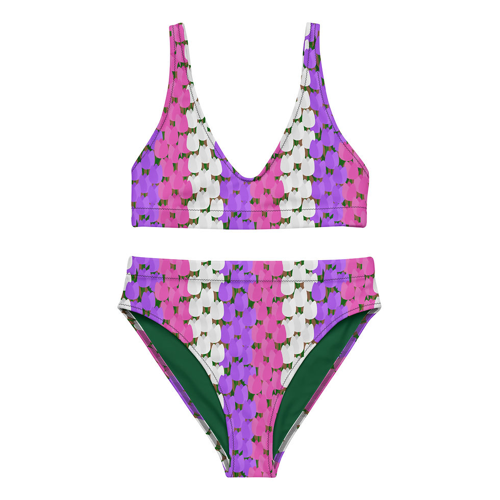 Spring Tulip Field High-Waisted Bikini