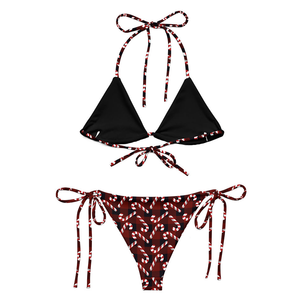 Candy Canes Red Plaid String Bikini