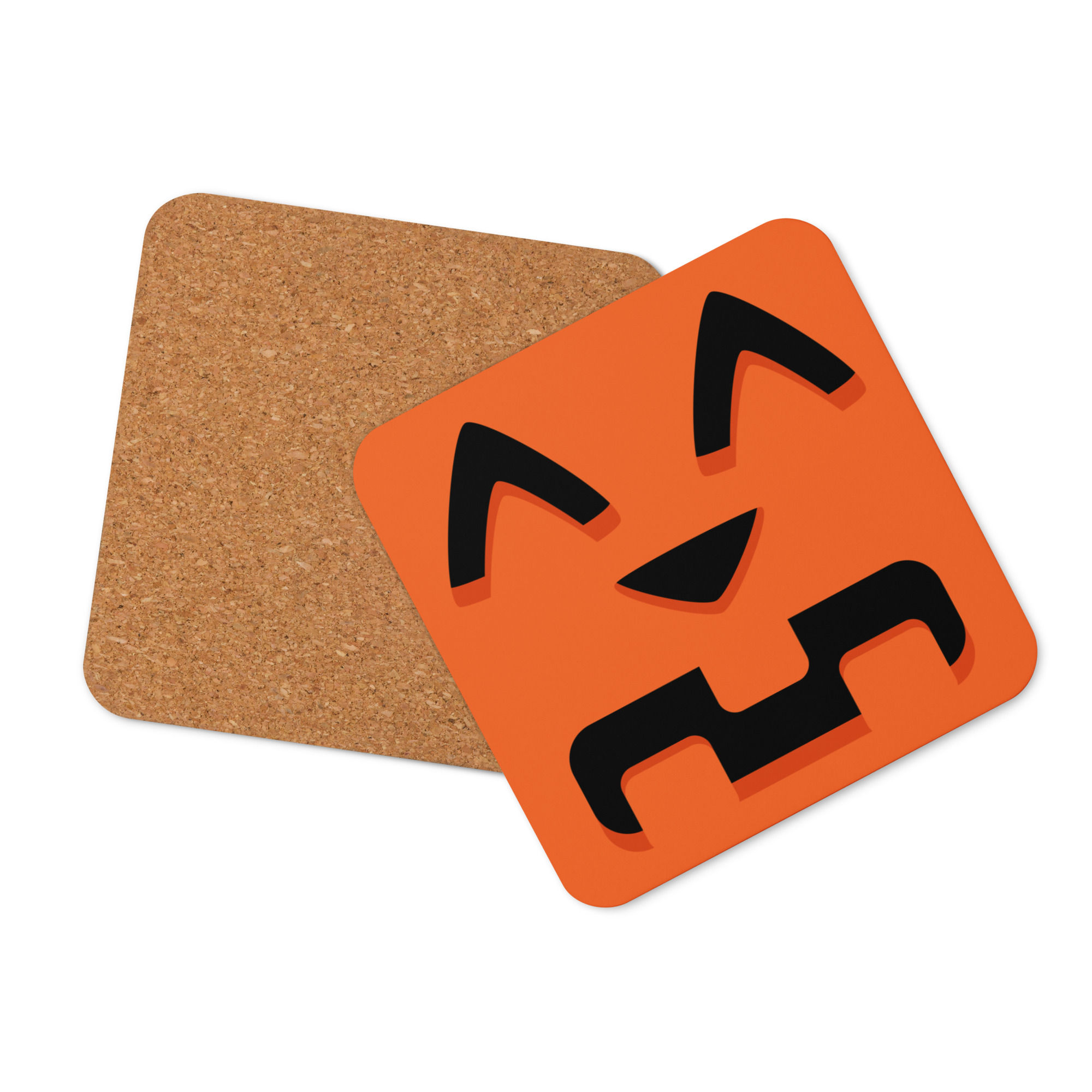Happy Pumpkin Face Cork-Back Coaster