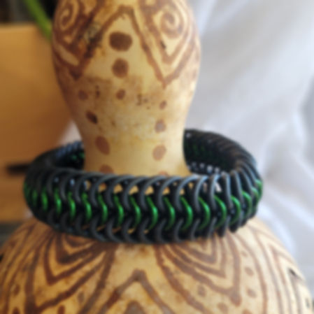 Green and Black Stretchy Euro 6-1 Bracelet