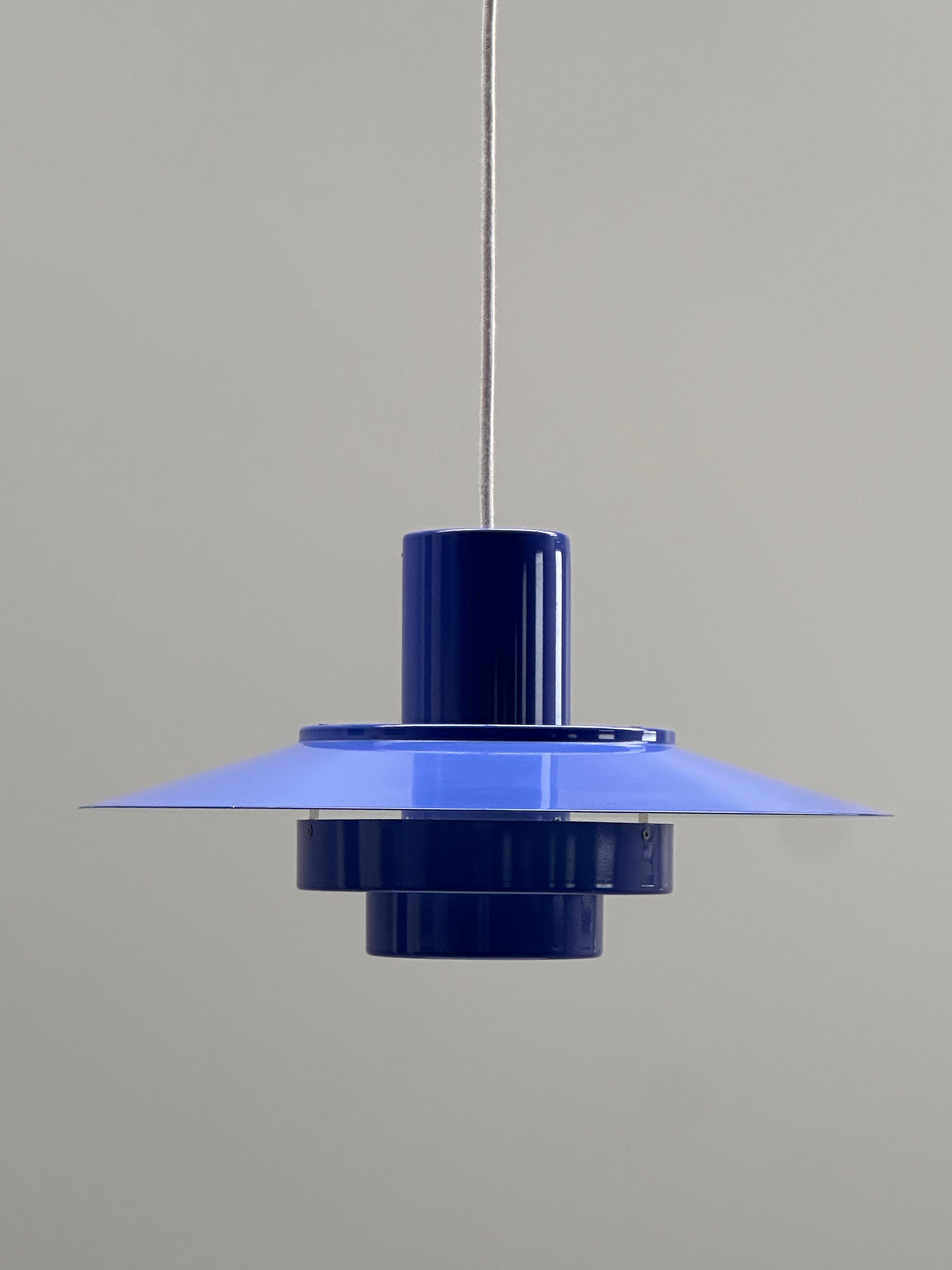 Cobalt blue hanging lamp ‘Falcon’, Andreas Hansen, Fog & Morup, Denmark, 60s