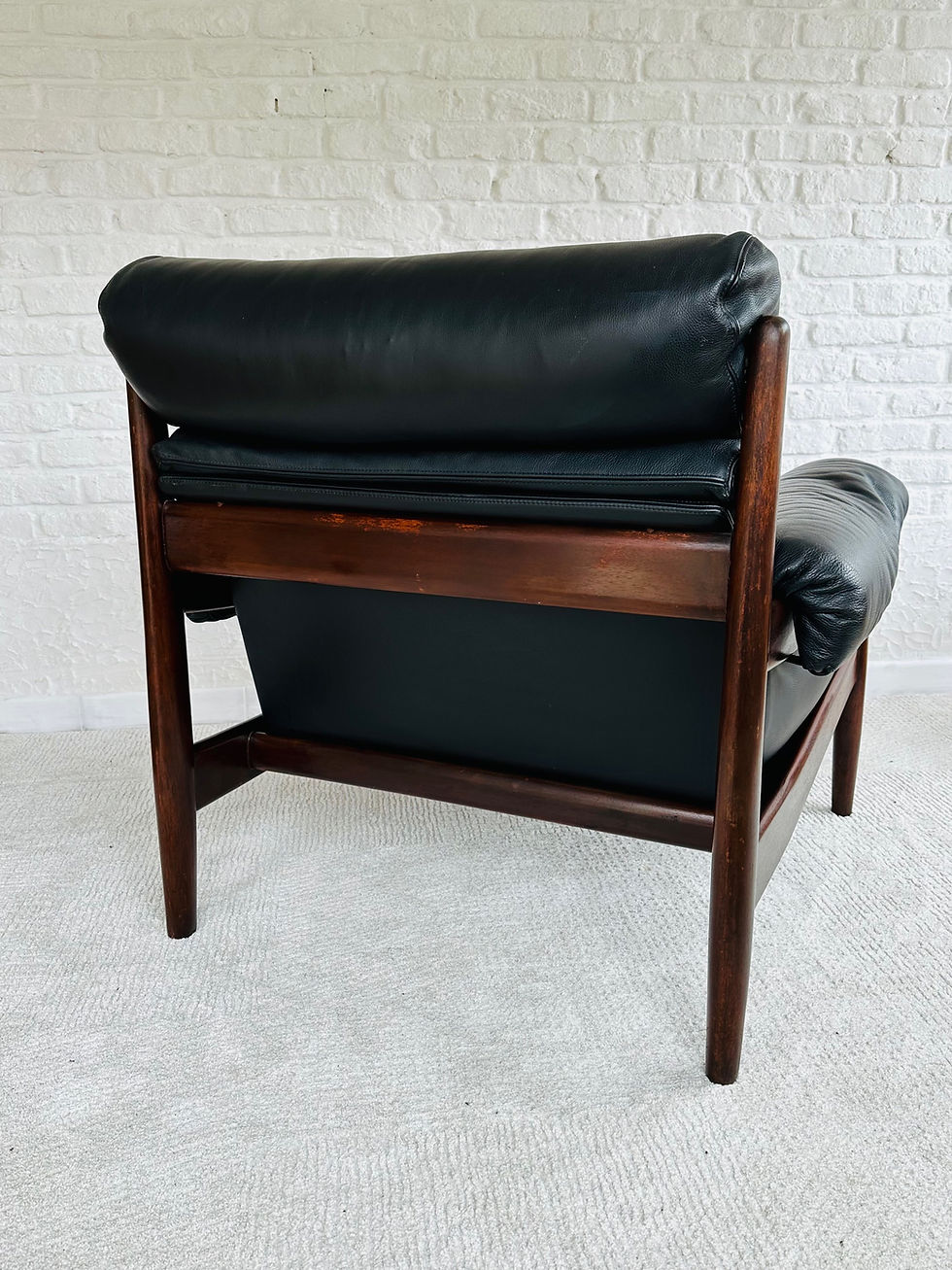 Miniatura: Vintage black leather lounge chair, Durlet, Belgium, 70s