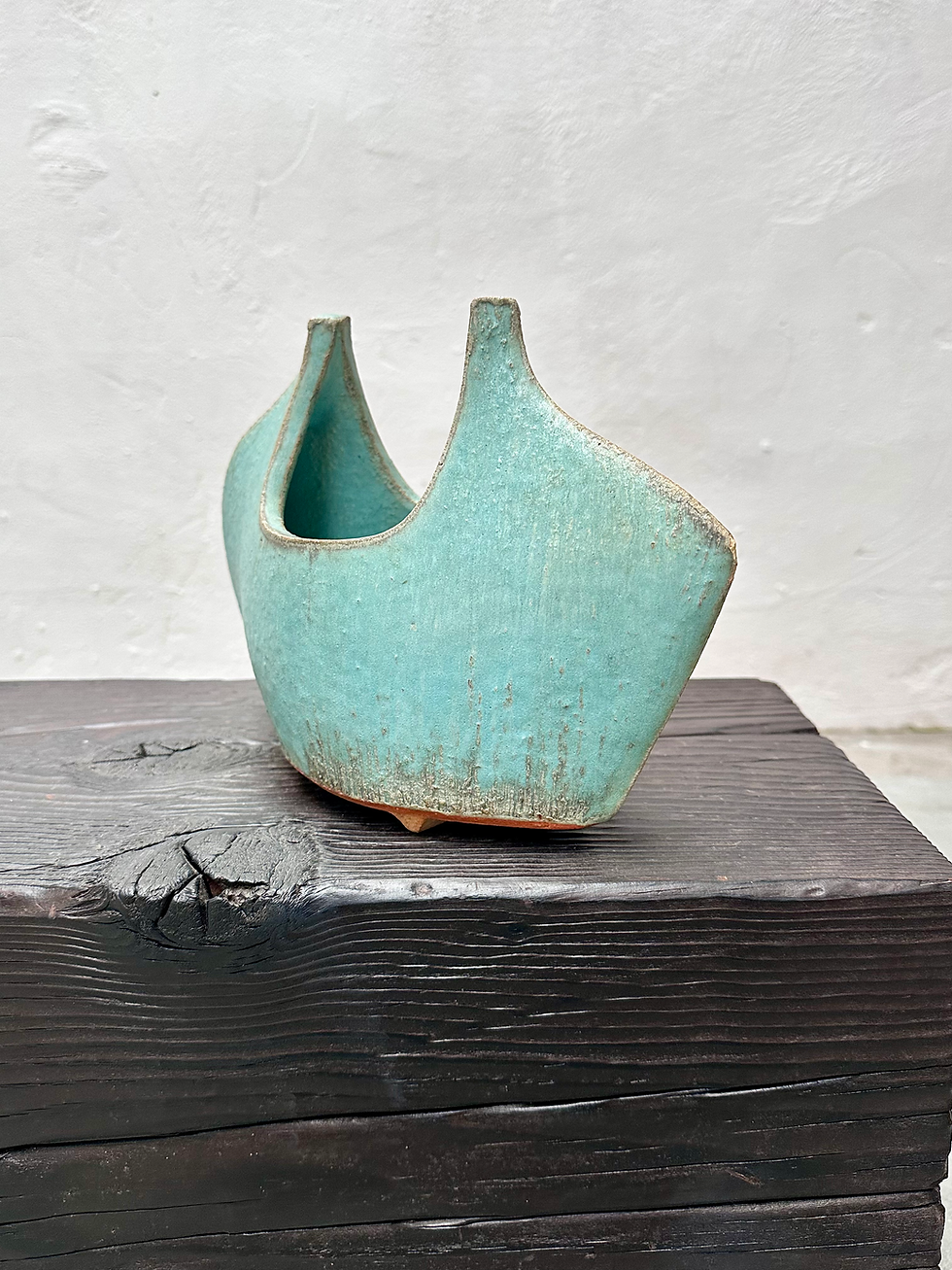 Miniatura: Vintage turquoise Japanese Ikebana vase