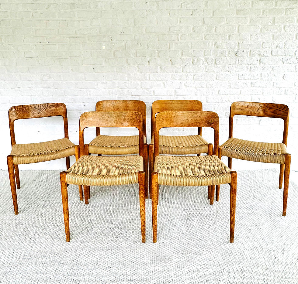 Miniatura: Set 6 Niels Otto Møller, Model 75, chairs