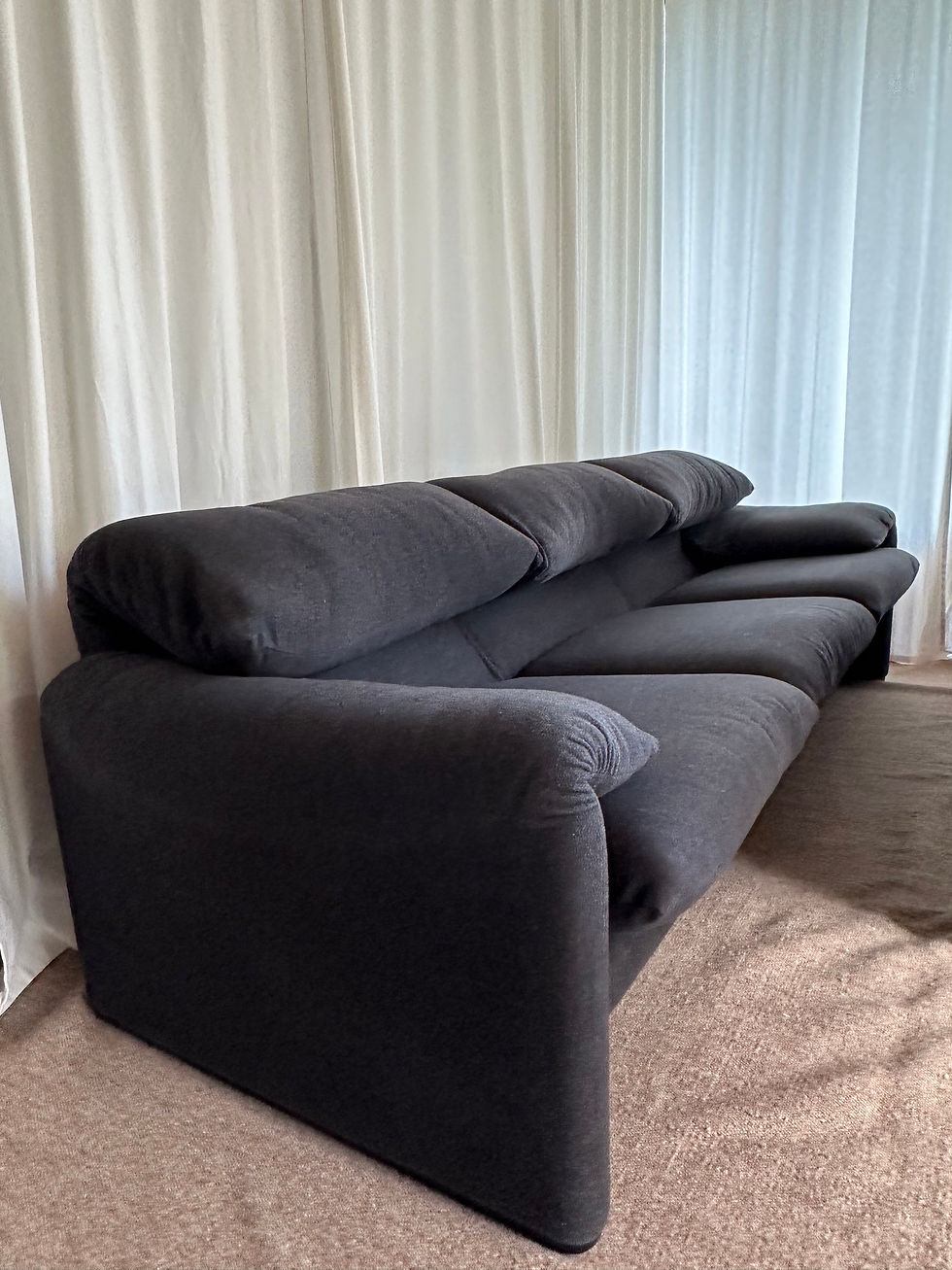 Miniatura: Vintage, grey wool 2 & 3 seater ‘Maralunga’, Vico Magistretti, Cassina, Italy