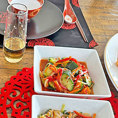 Cucumber Salad with Daikon Radish, Carrot, Red Bell Pepper & Hot Bean Paste
