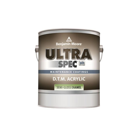 benjamin moore paint can featuring ultra spec semi-gloss direct to metal paint