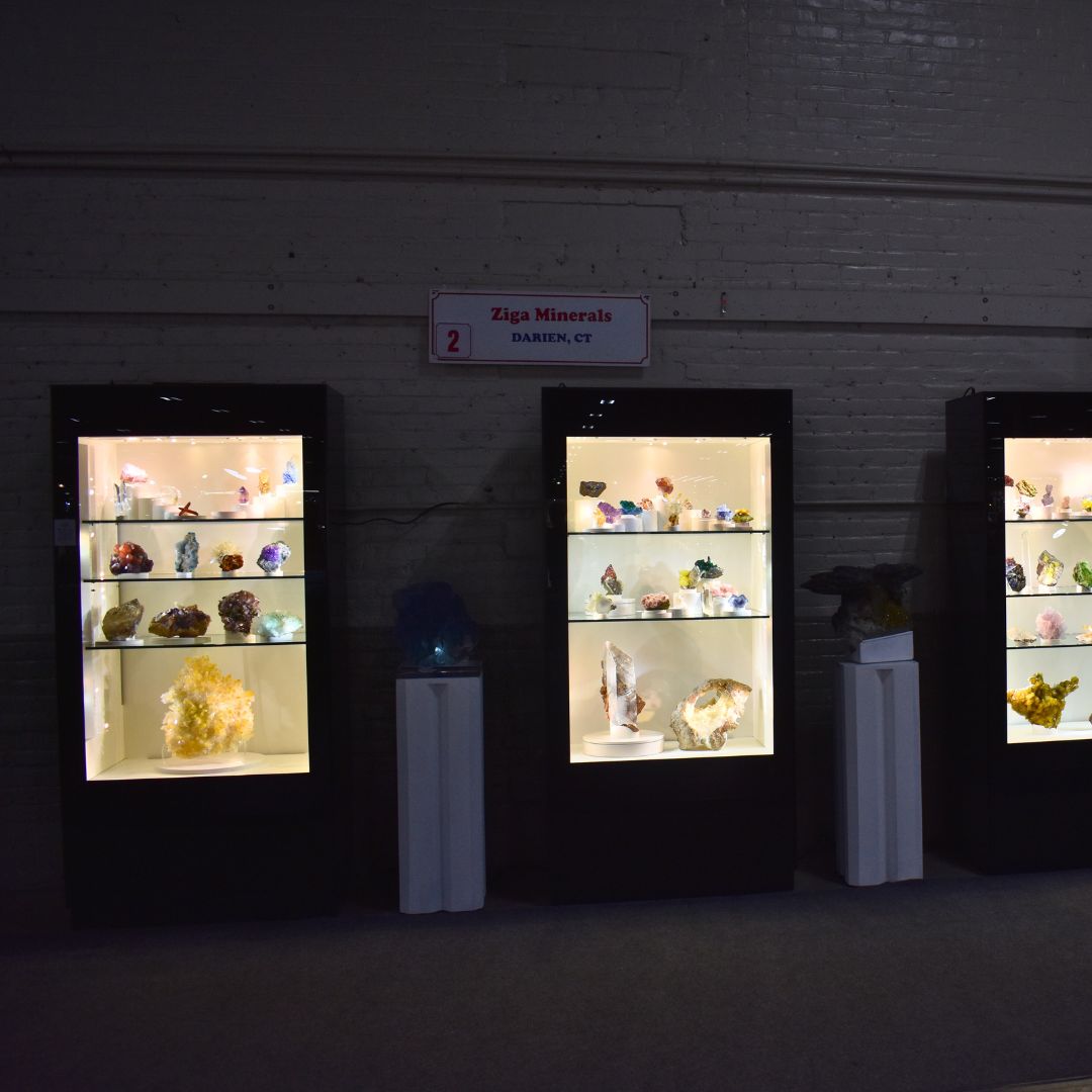 ziga minerals display at the east coast mineral and fossil show