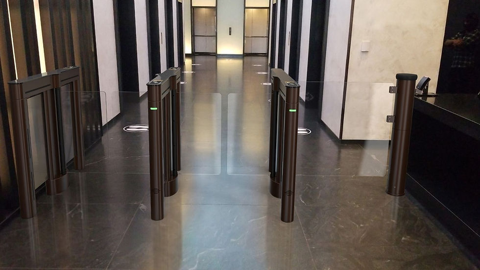 commercial optical turnstile system providing secure entry control, tailgating prevention, and seamless pedestrian access