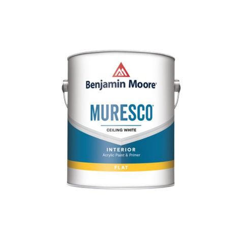 benjamin moore paint can featuring muresco flat ceiling paint