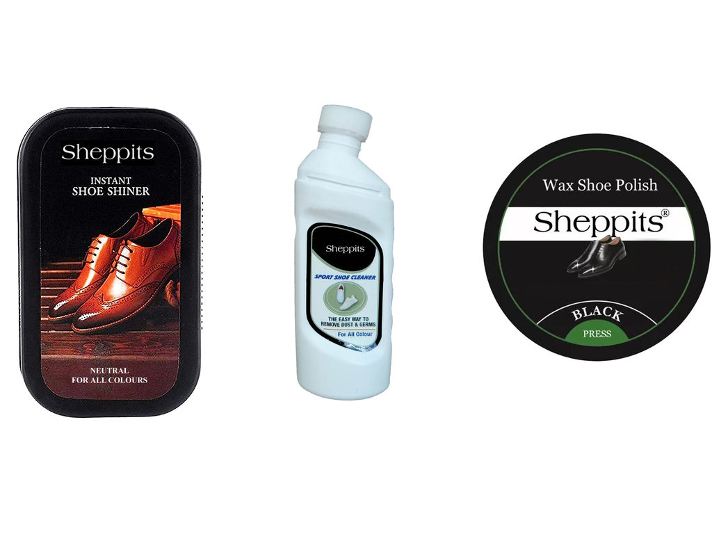 Sheppits Premium Shoe Shiner, Cleaner & Shoe Polish Combo | Shoe Care Kit