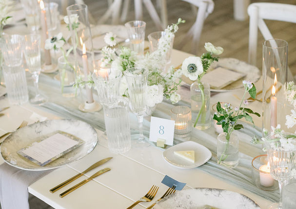 wedding tablescape with seasonal flowers