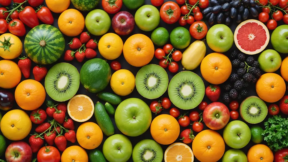 Colorful assortment of fruits, vegetables, and legumes