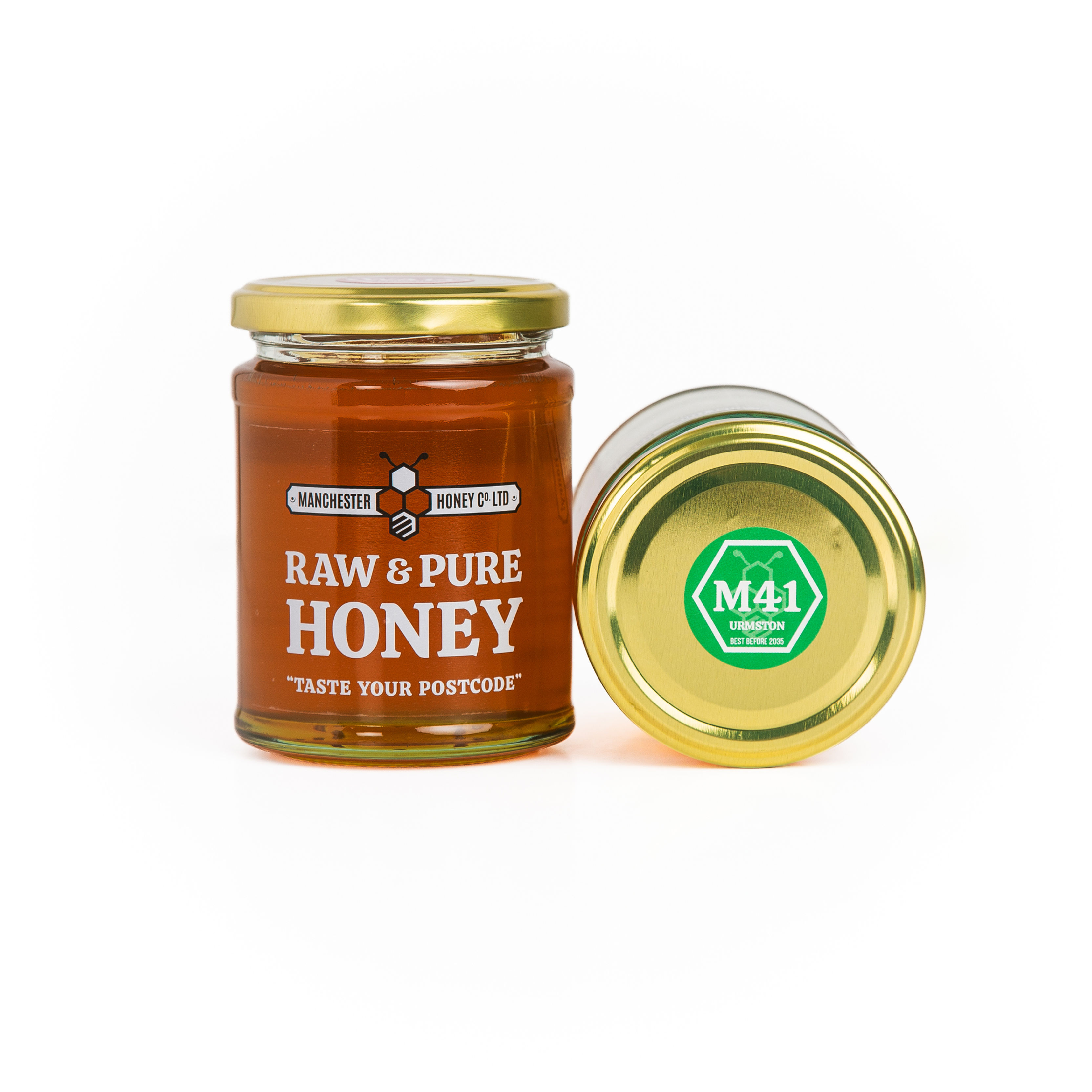 340g raw unpasteurized honey by Manchester Honey Co. Harvested locally in Urmston, Manchester.
