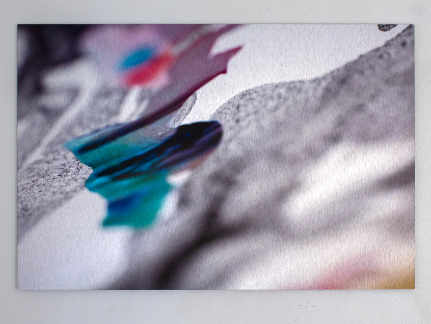 Joining Heaven and Earth III, fine art macro photography by visual artist Danielle Jacques. Printed on brushed aluminium.