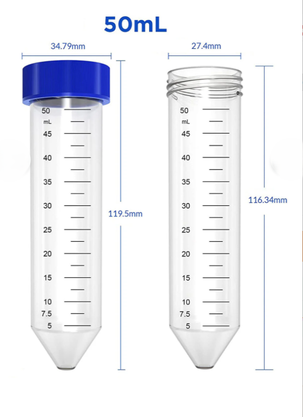 Küçük resim: Falkon Tüpü 50 ml / Santrifüj Tüpü - Dibi Konik - 10 Adet