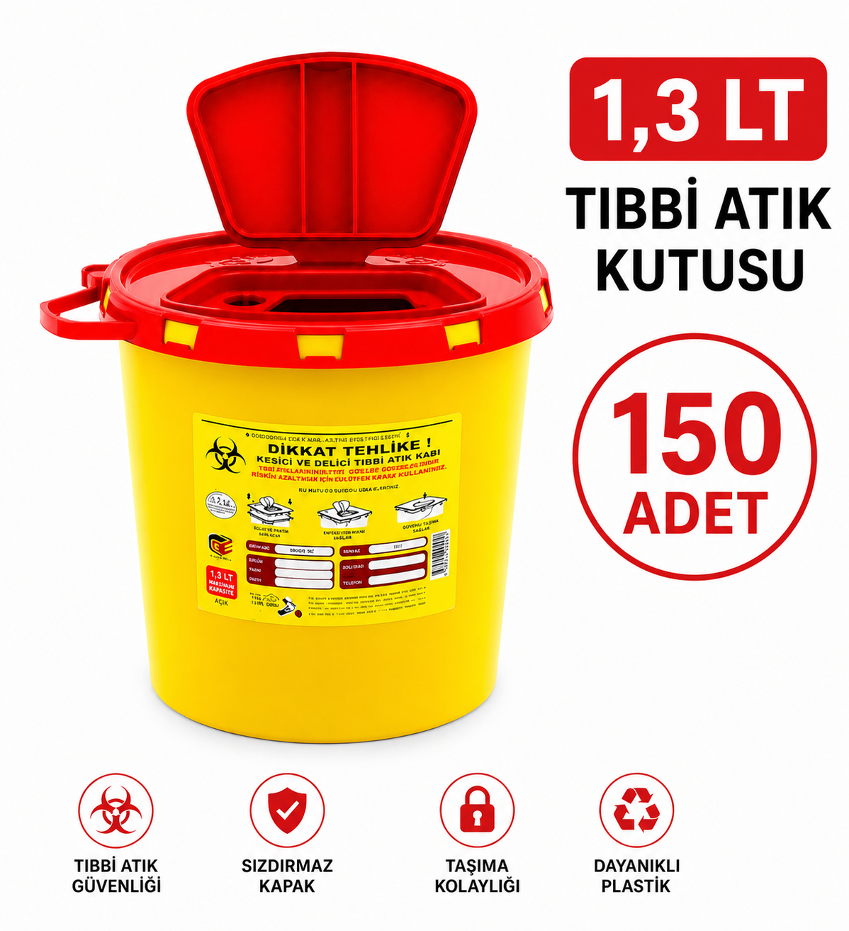 1,3 LT TIBBİ ATIK KUTUSU 150 ADET