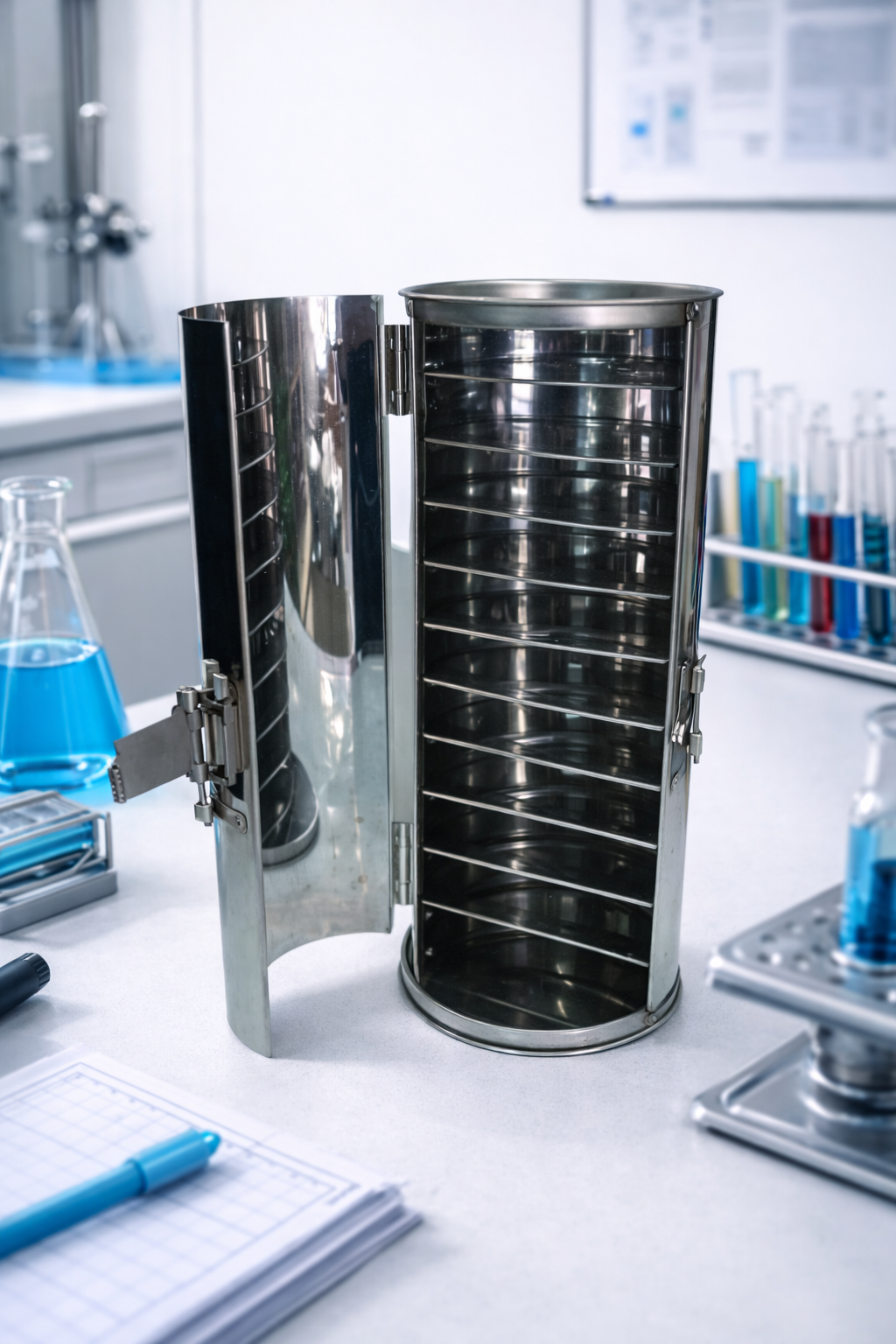 Petri Sterilize Kabı Raflı / Çap: 8-9-10’luk Petriler İçin - Paslanmaz Çelik