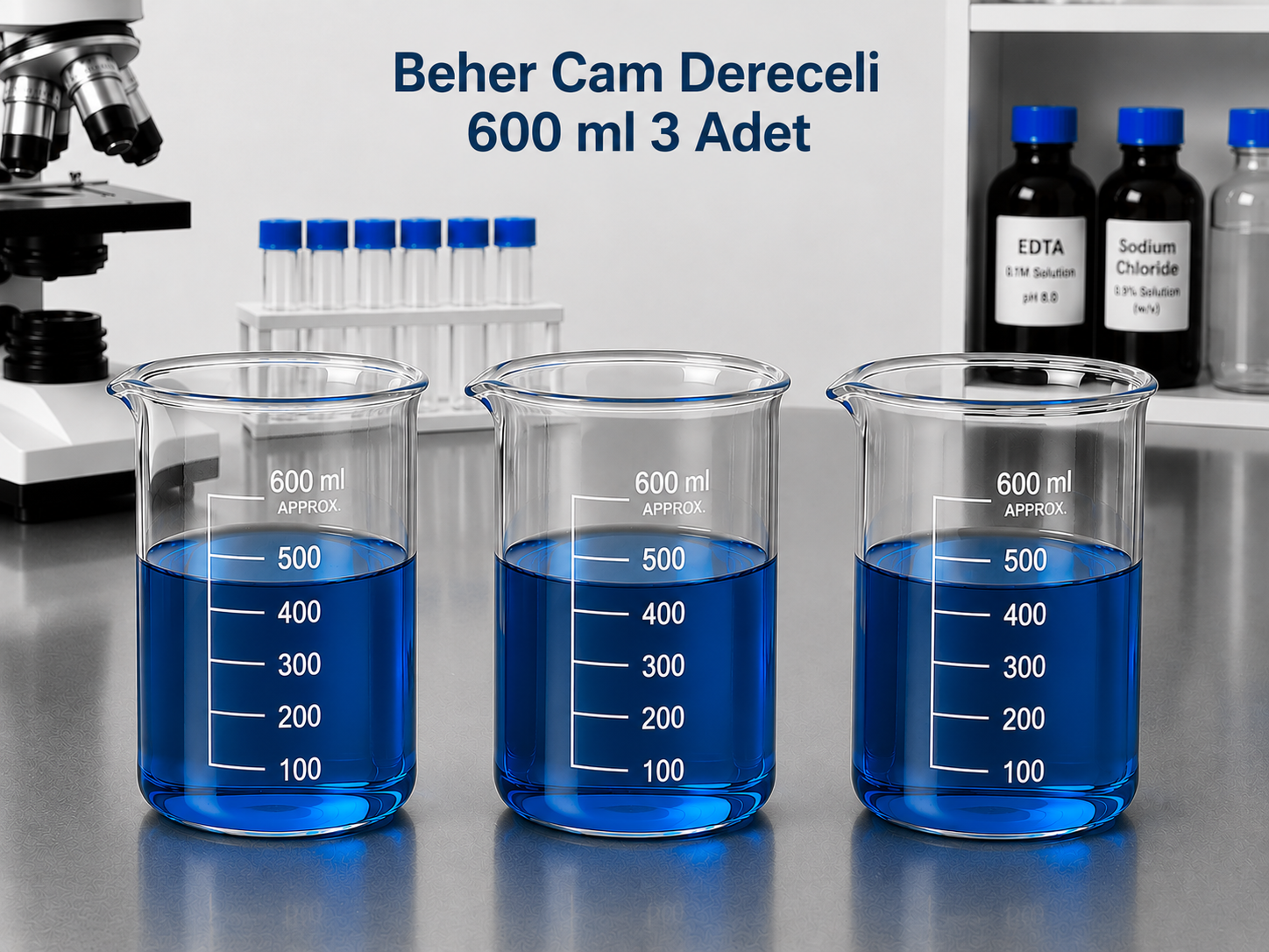 Beher Cam Dereceli 600ml 3 Adet