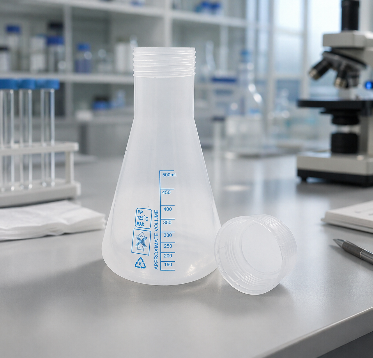 Erlen Flask Vida Kapaklı Plastik 125 ml - Mavi Skala