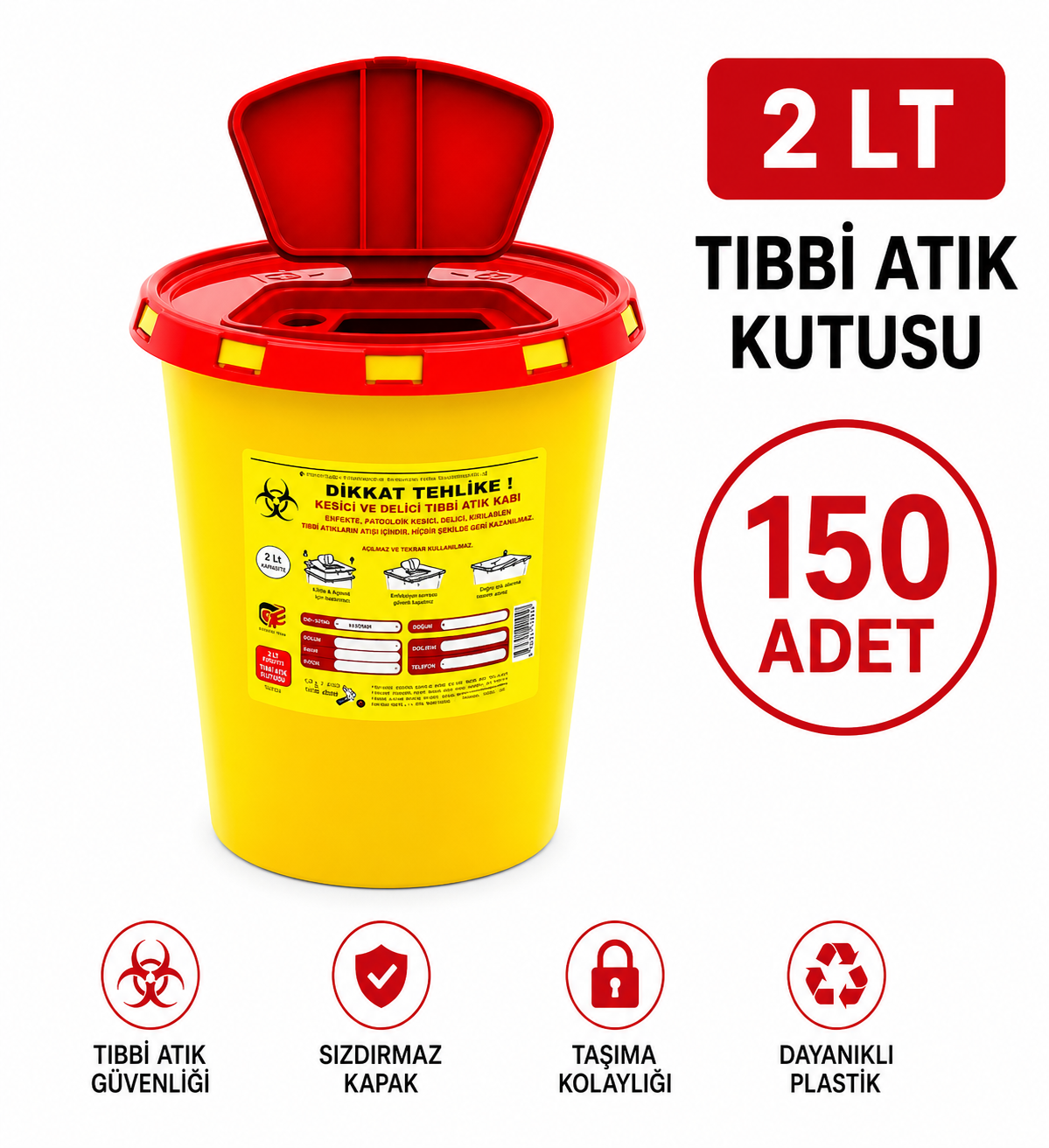 2 LT TIBBİ ATIK KUTUSU 150 ADET