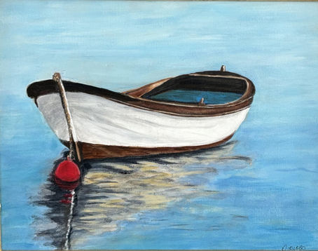 red buoy oil painting